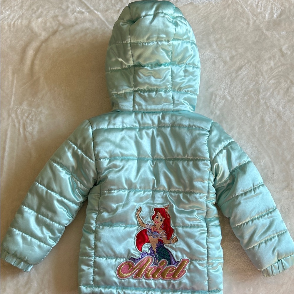 Disney Ariel Light Blue Puffer Jacket Size 4